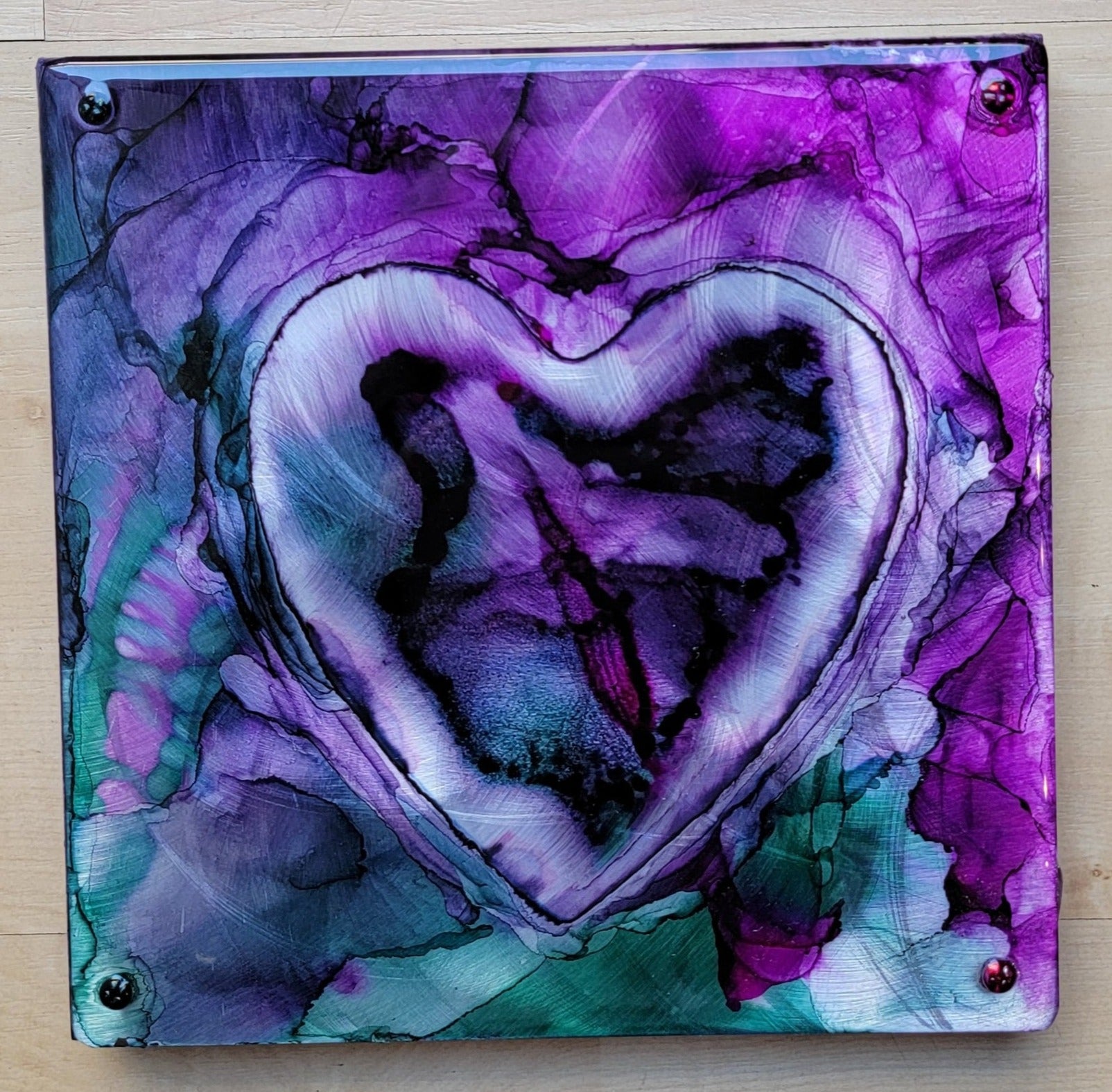 11x14 Green hotsell and Purple Kissing Pour