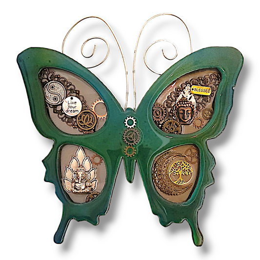 Metal Wall Decor: Steampunk Butterfly Green ($125) 12" x 12"