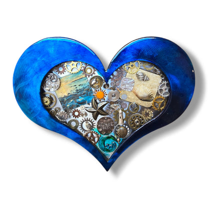 Steampunk Heart: Beach Theme Blue ($140) 10" x 8"