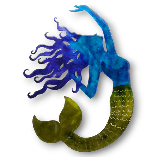 Metal Wall Art: Large Mermaid (blue/green) by Kristen Hoard $295