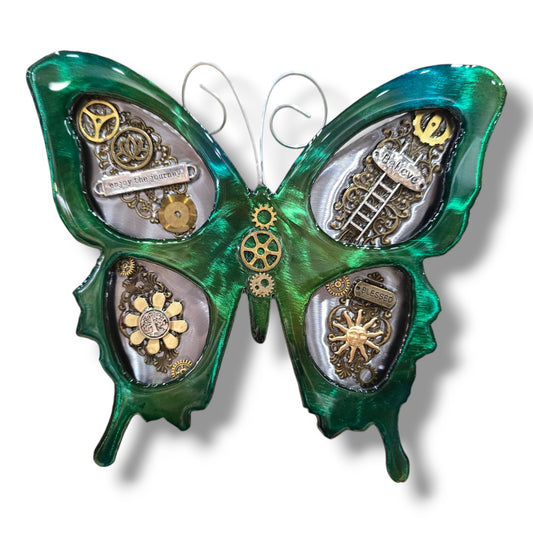 Metal Wall Decor: Steampunk Butterfly Green ($125) 12" x 12" Believe