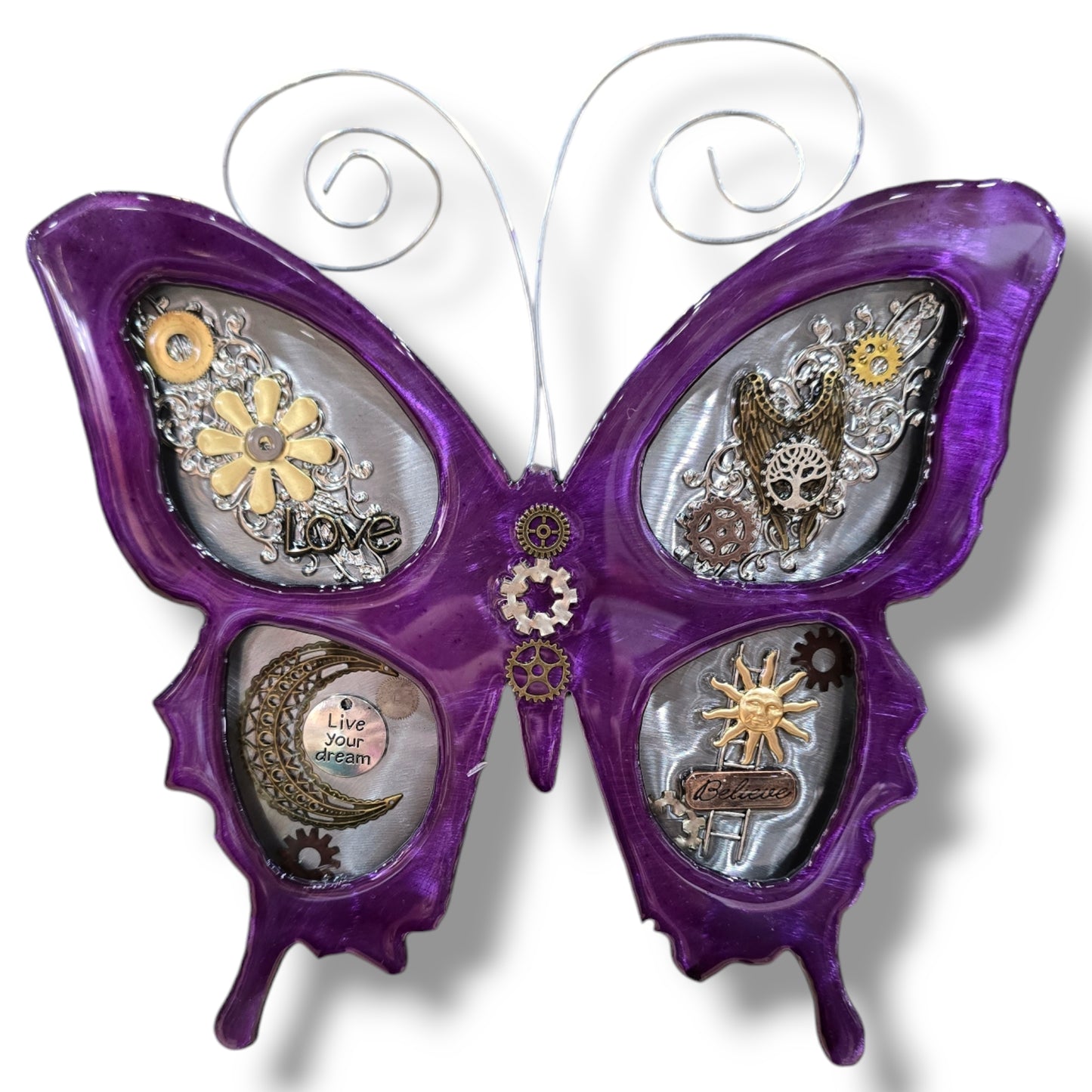 Metal Wall Decor: Steampunk Butterfly Purple ($125) 12" x 12"