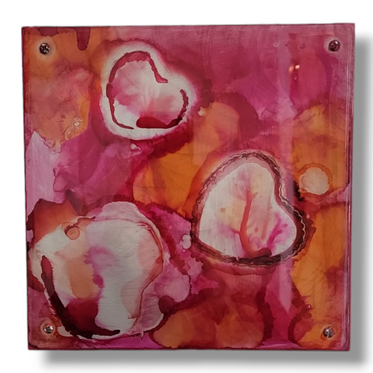 Orange and Fuschia Heart Art ($135)