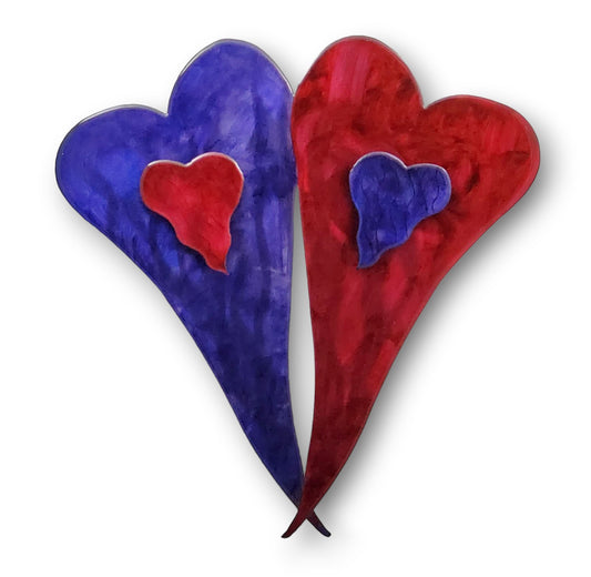 Metal Art Gift: "Love Is" Double Heart by Kristen Hoard ($225)