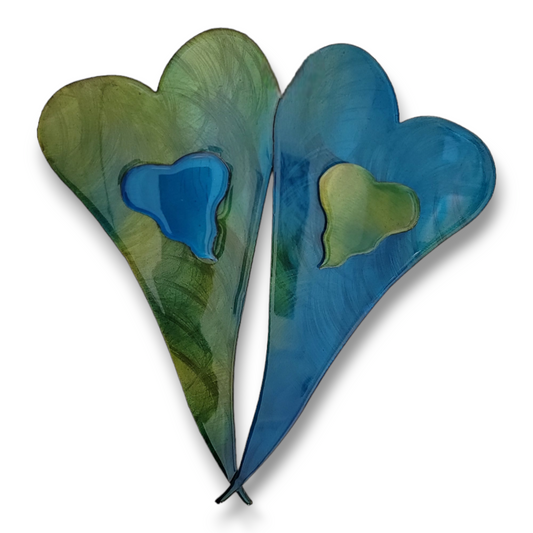 Metal Art Gift: "Love Is" Double Heart by Kristen Hoard ($225)