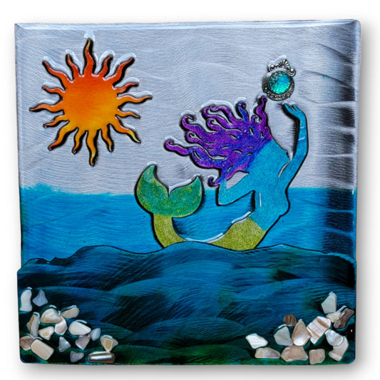 Metal Wall Art: Mermaid and sun by Kristen Hoard