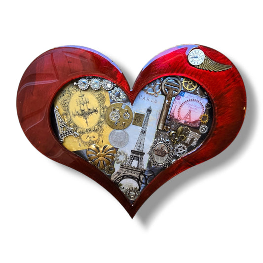 (Copy) Steampunk Heart - Paris Red Theme ($140) 10" x 8"