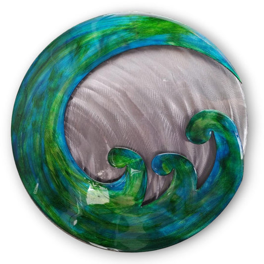 Metal Wall Art: Small Wave Metal Wall Decor 7.5" diameter by Kristen Hoard