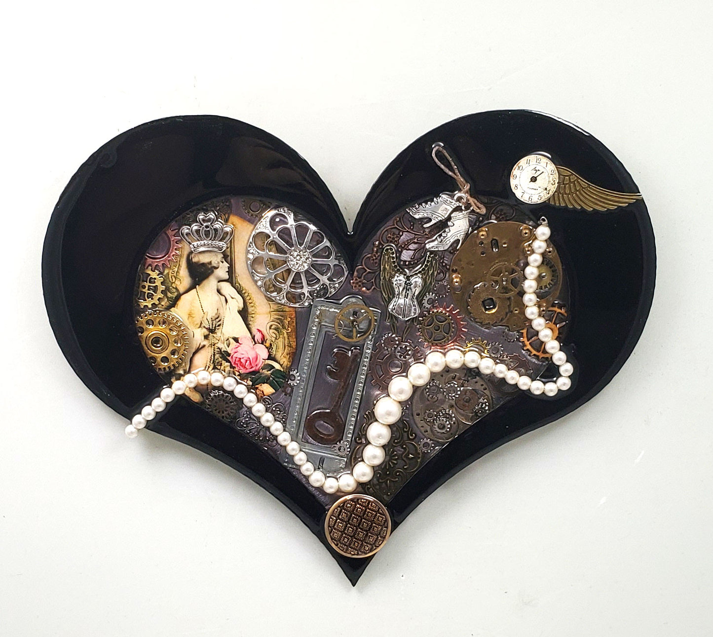 Steampunk Heart: Boudoir Black ($140) 10" x 8" SOLd!