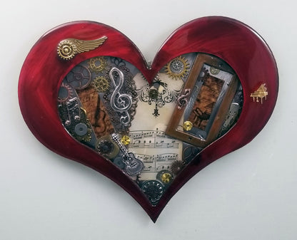 Steampunk Heart: Music Red ($140) 10" x 8" SOLD