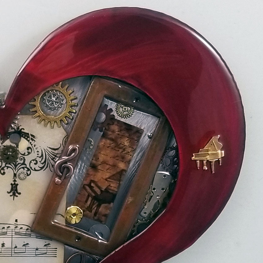 Steampunk Heart: Music Red ($140) 10" x 8" SOLD